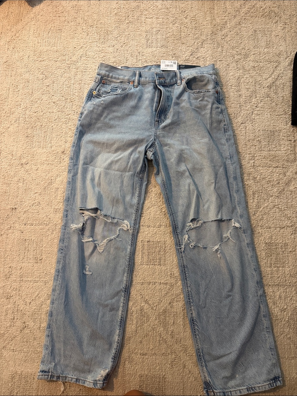 American Eagle Outfitters Light Blue Ripped Relaxed Jeans